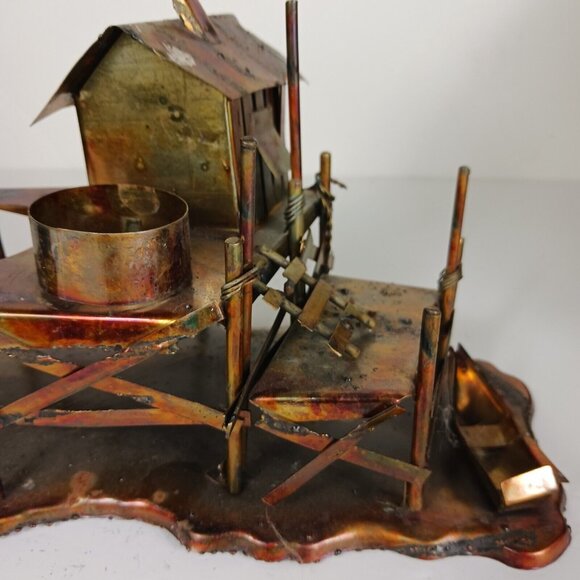 Vintage 70s Brutalist Copper Shanty by the Sea Sculpture - Picture 5 of 14